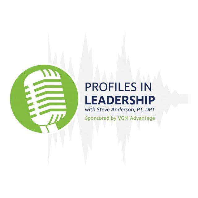Podcast logo for 'Profiles in Leadership' featuring a microphone and Steve Anderson.