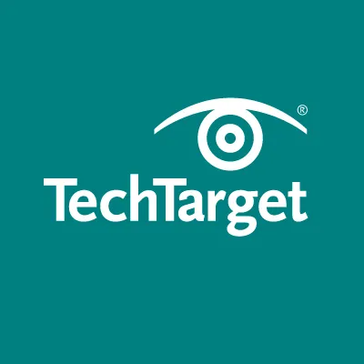 TechTarget logo with an abstract eye icon over the company name on a teal background.
