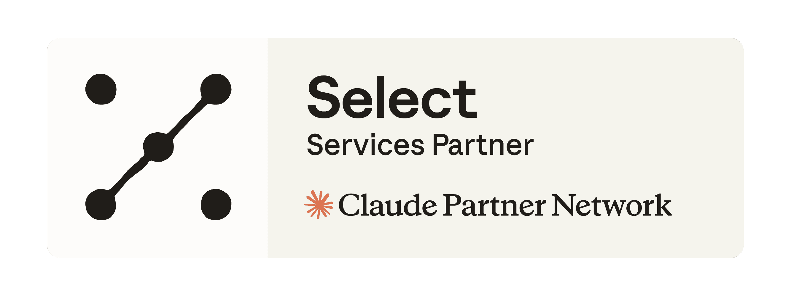 Card displays 'Select Services Partner Claude Partner Network' with a connected dots pattern graphic.