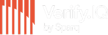 Logo for Verify.IQ by Sparq, featuring orange vertical lines on a dark background.