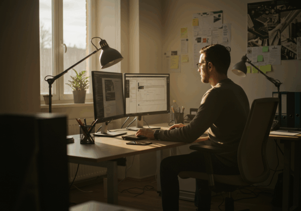 Man working on a computer