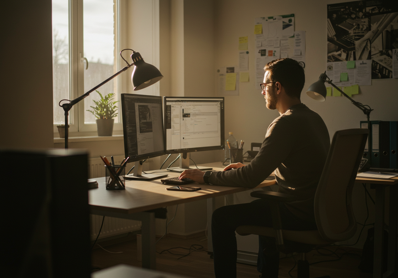 Man working on a computer