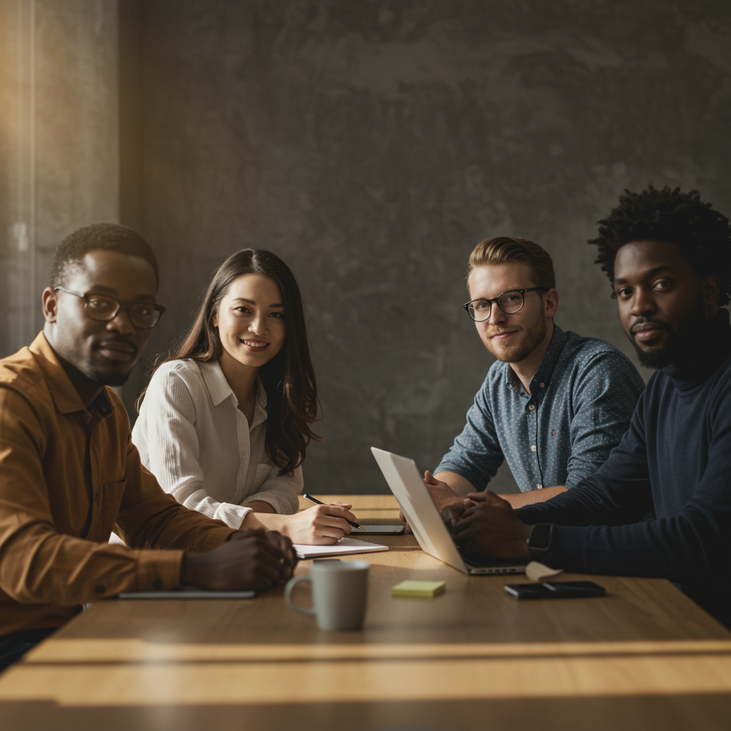 Colleagues at a conference room table